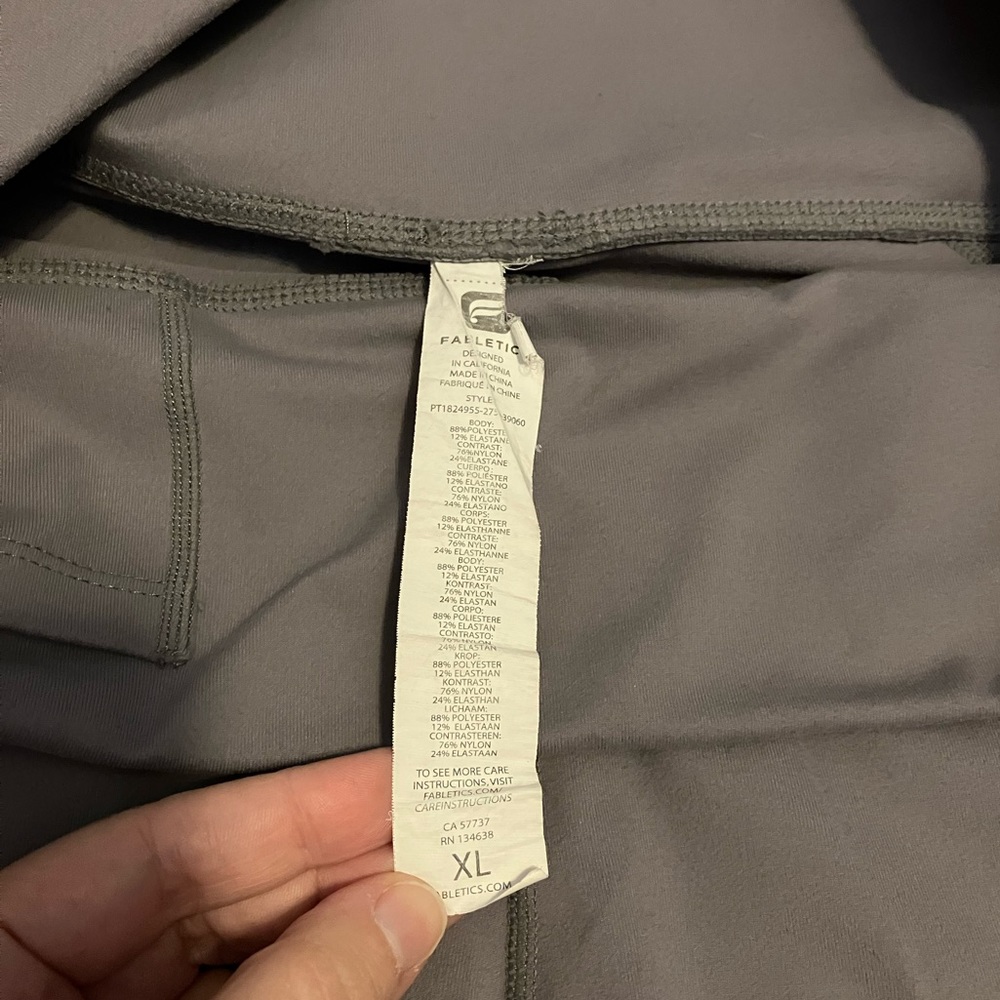 Fabletics leggings grey with mesh calf section